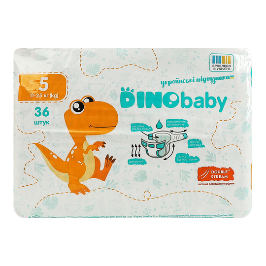 Підгузки дит.5 11-25кг Dino Baby 36шт