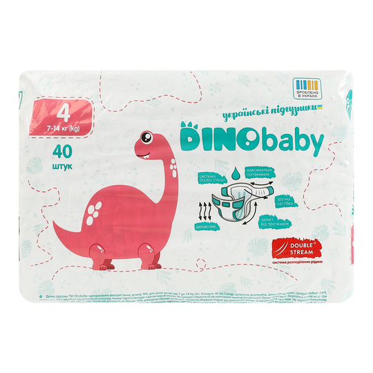 Підгузки дит.4 7-14кг  Dino Baby 40шт