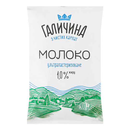 Молоко у/п 1% Галичина 900г т/п