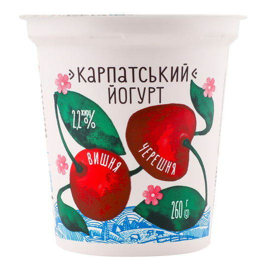 Йогурт 2,2% Галичина вишня-чер. 260г ст