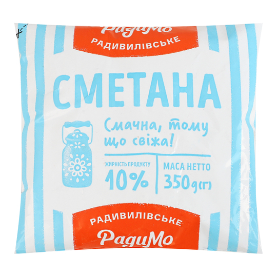 Сметана 10% РадиМо 350г плівка