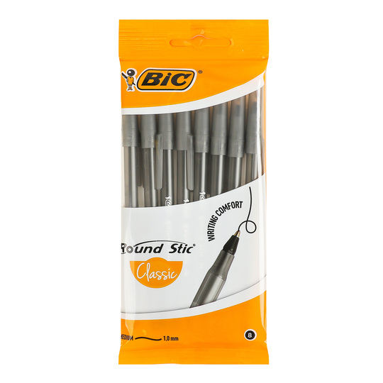 Ручка кулькова BiC Round Clas.чорна 8шт