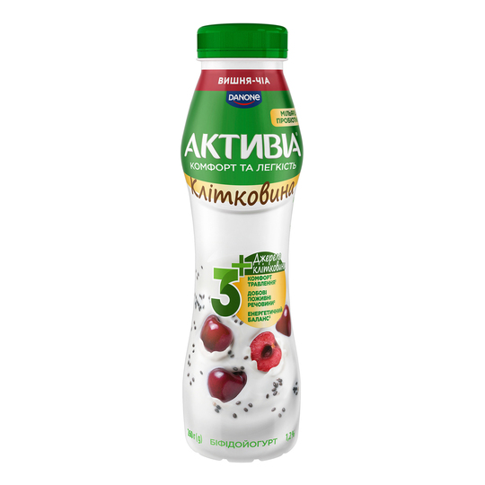 Біфідойогурт Активіа Вишня-чіа 260г п/пл