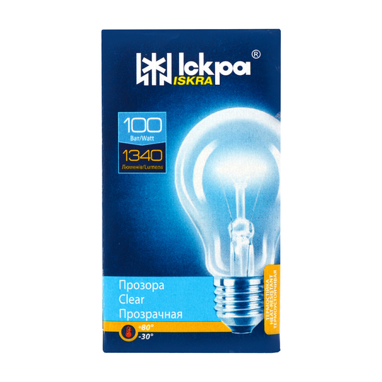 Лампа елек.проз.Іскра А55-230в100втЕ27 Т