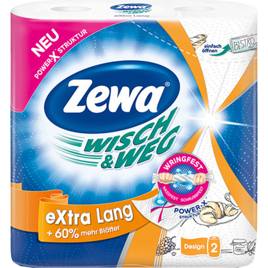 Рушники пап.2-х ш.Zewa Wish&Weg +60% 2р