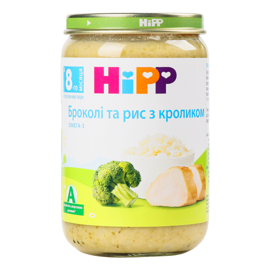Пюре Hipp м'яс.-ов.крол.рис та брок.220г